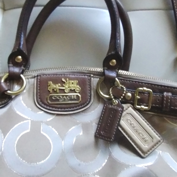 Vintage Coach MADISON OP ART LUREX Jacquard SATCHEL BAG PURSE 18608 - Picture 4 of 14